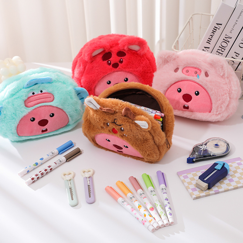 School Supplies - Cartoon Plush Pencil Bag Student Kawaii