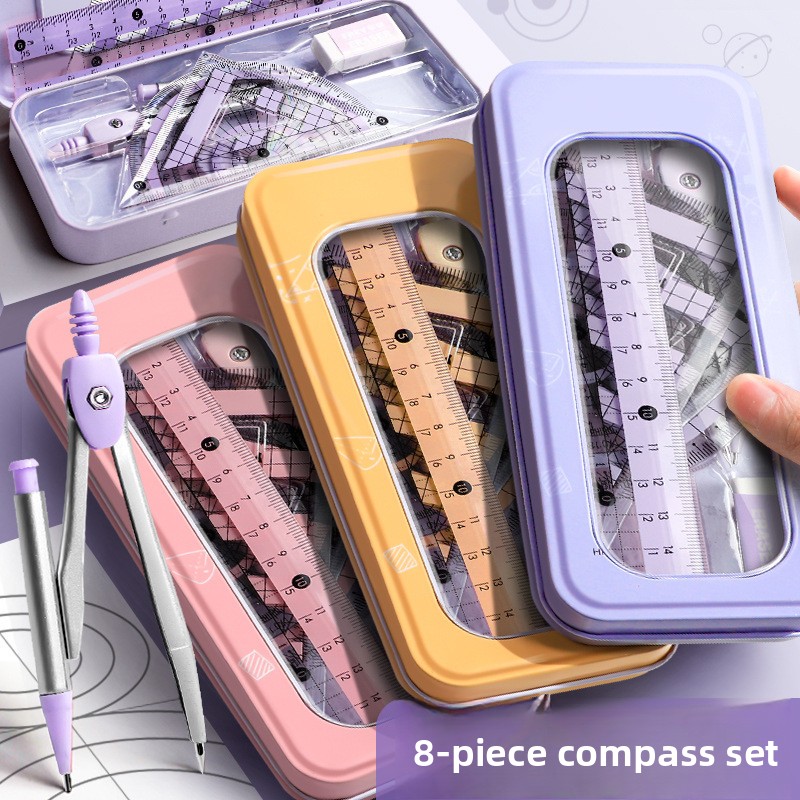 8 Pcs Geometry Set for Student - đánh giá và giá Math Geometry Set With Compass