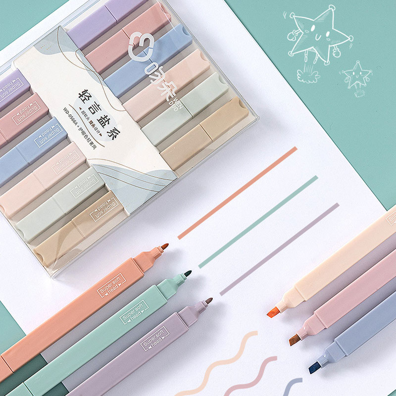 6 PCS Double Side Highlighter  - đánh giá và giá Pastel Highlighter Set Double Ended