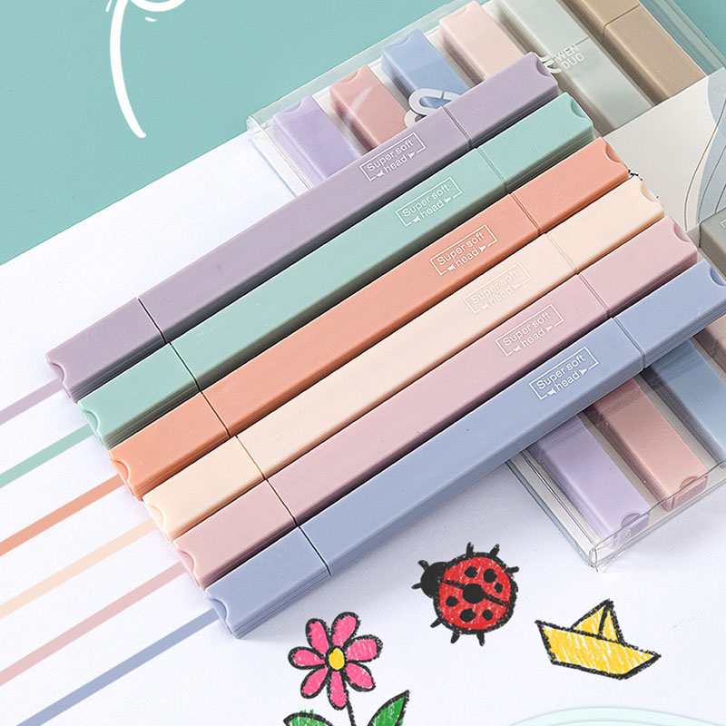 6 PCS Double Side Highlighter  - đánh giá và giá Pastel Highlighter Set Double Ended
