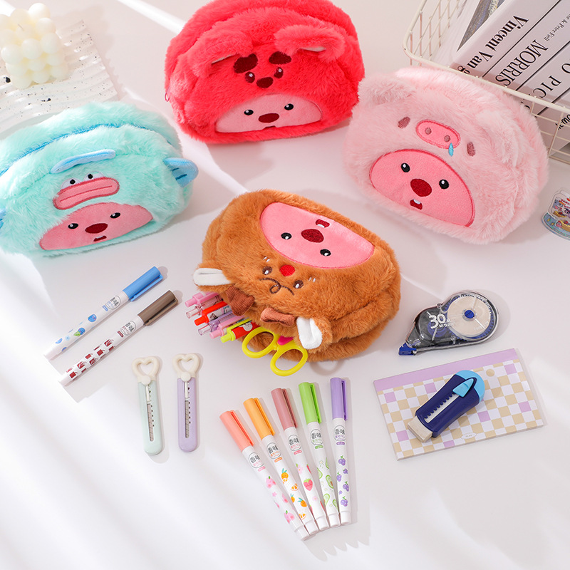 Cartoon Plush Pencil Bag Stude - đánh giá và giá School Supplies